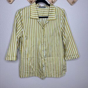 Alembika Striped Button Down Blouse Sz 2